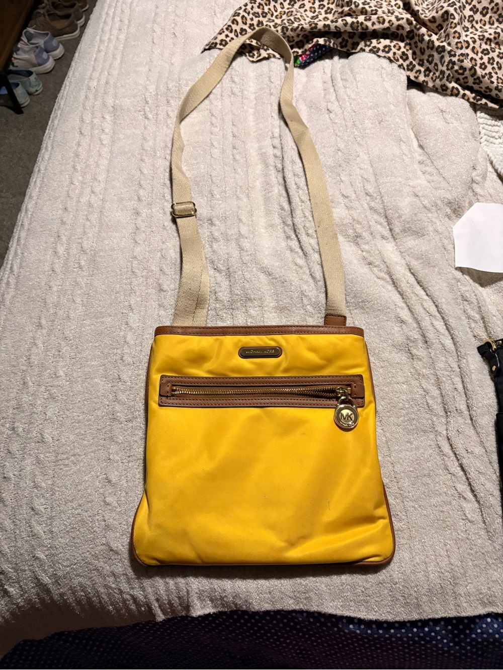 Michael Kors Yellow Crossbody with Tan Trim